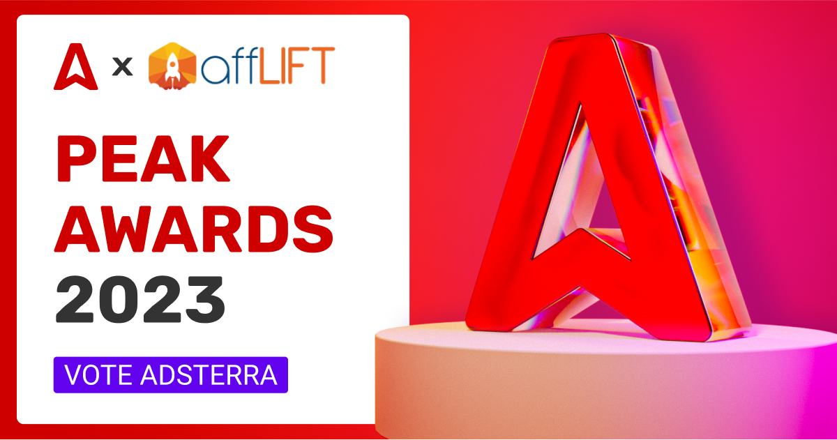 Голосуйте за Adsterra на Peak Awards 2023 by AffLift